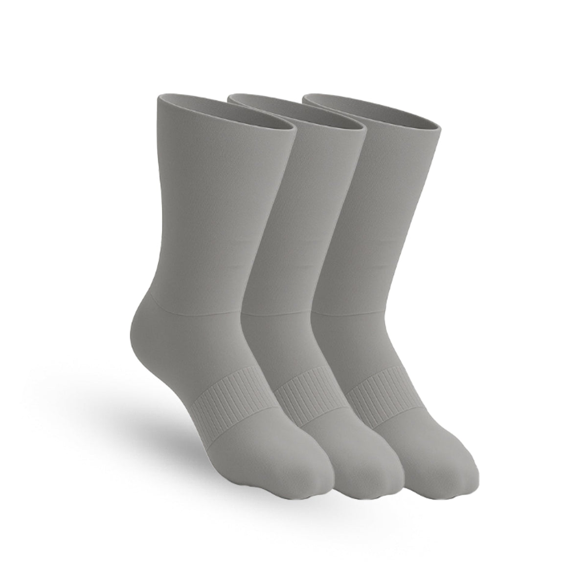 3-Pack Padded Extra-Stretch Crew Socks - Grey