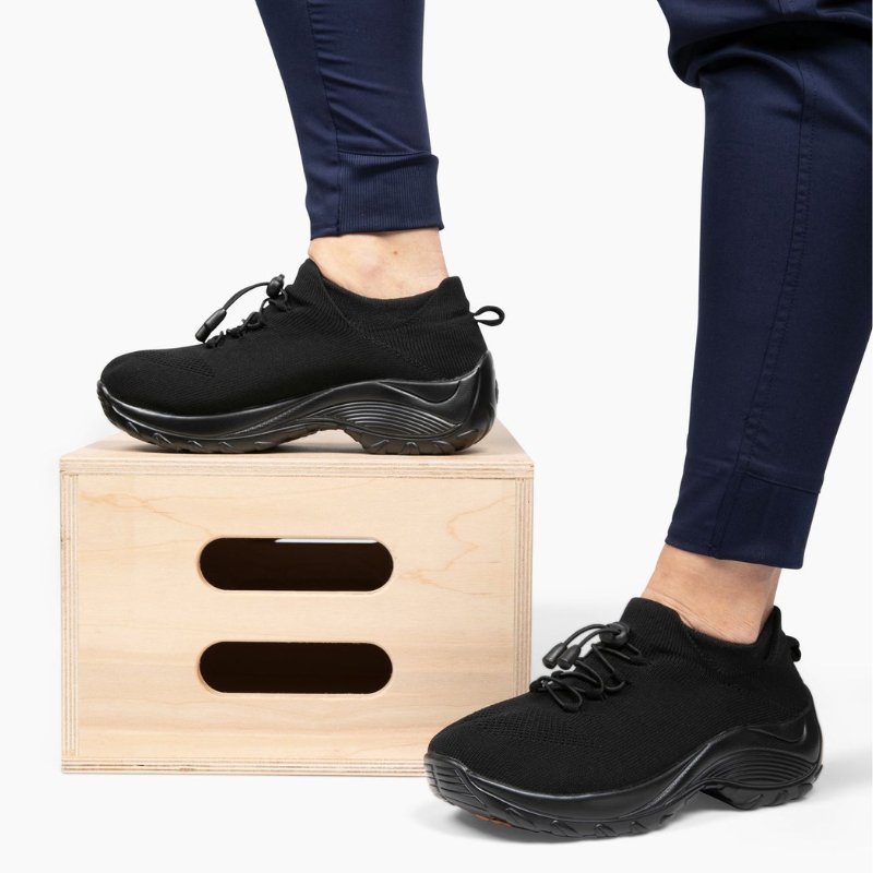 Non-Slip Healthcare Worker Ortho Stretch Cushion Shoes - Midnight Black