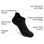 3-Pack Padded Extra-Stretch Ankle Socks - Black
