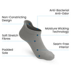 Padded Extra-Stretch Ankle Socks - Grey