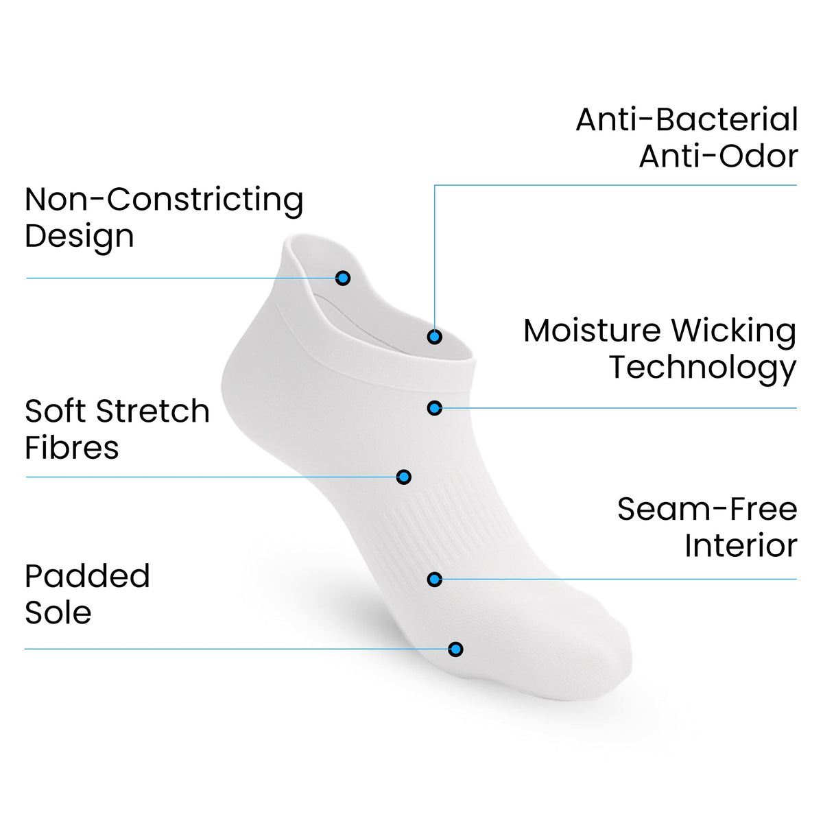 Padded Extra-Stretch Ankle Socks - White