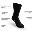 3-Pack Padded Extra-Stretch Socks - Black (Knee, Crew, Ankle)