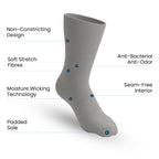 10-Pack Padded Extra-Stretch Crew Socks - Grey