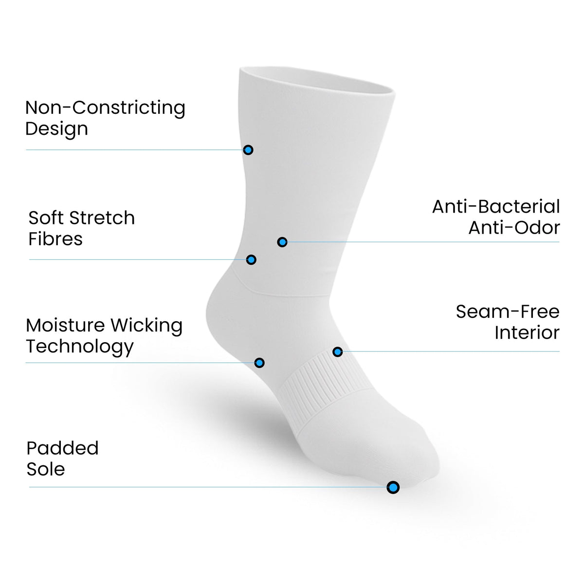 3-Pack Full White Extra-Stretch Crew Socks